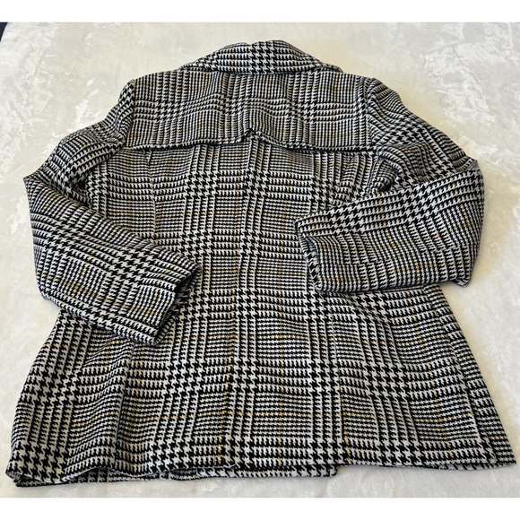 ALYX Women's Herringbone Jacket Coat Sz 14 Black White Yellow Double Breasted - Picture 2 of 10